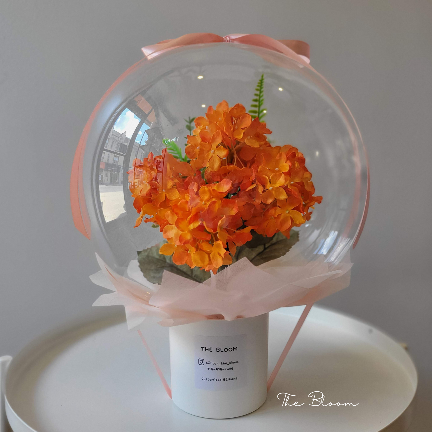 Orange Hydrangea Mini Flower Balloon