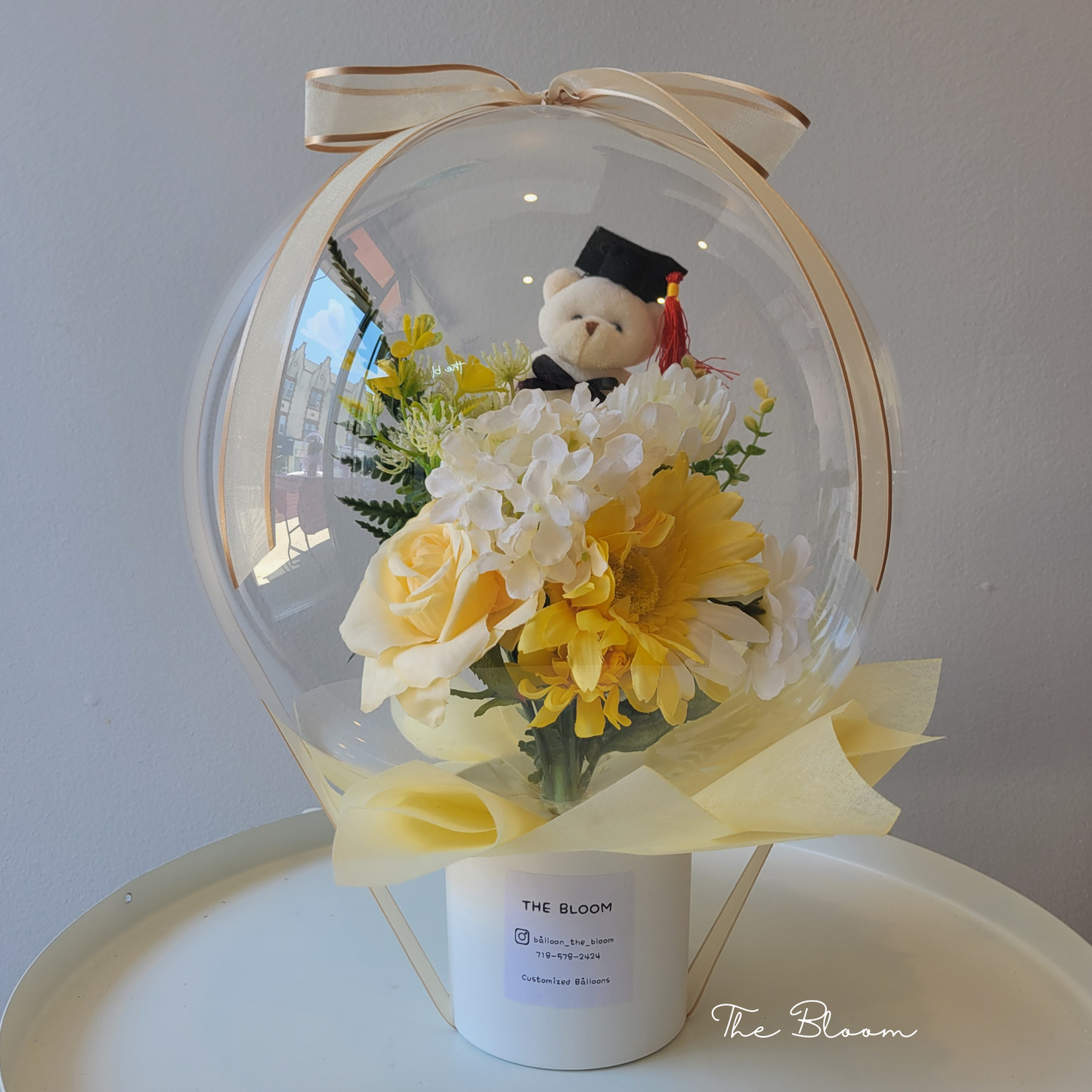 Graduation Teddy Bear Mini Flower Balloon