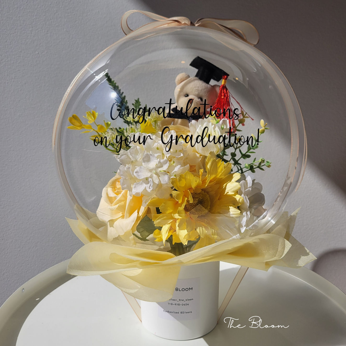 Graduation Teddy Bear Mini Flower Balloon