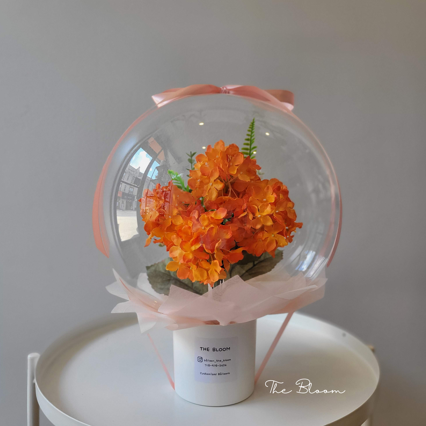 Orange Hydrangea Mini Flower Balloon