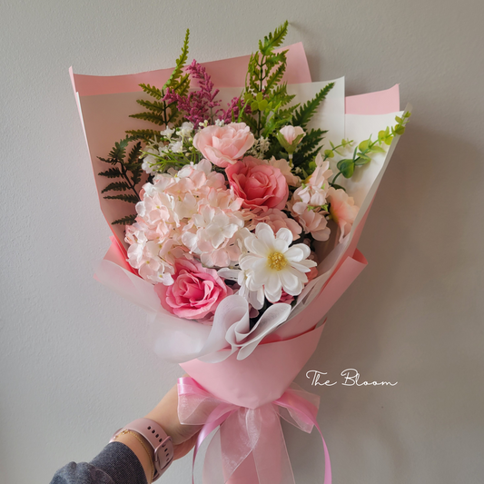 Pink Hydrangea & Rose Flower Bouquet