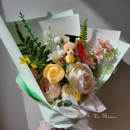 Graduation Teddy Bear Flower Bouquet